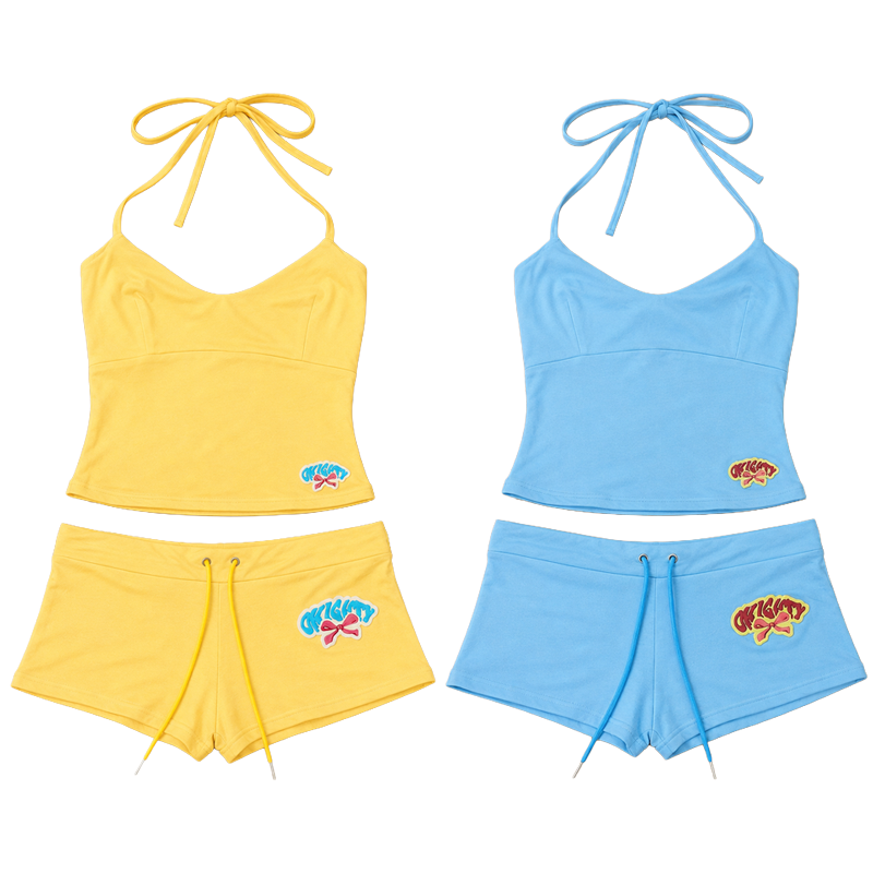 Suspender Tank Top - Kadın 2 Parça Kısa Takım, Askılı