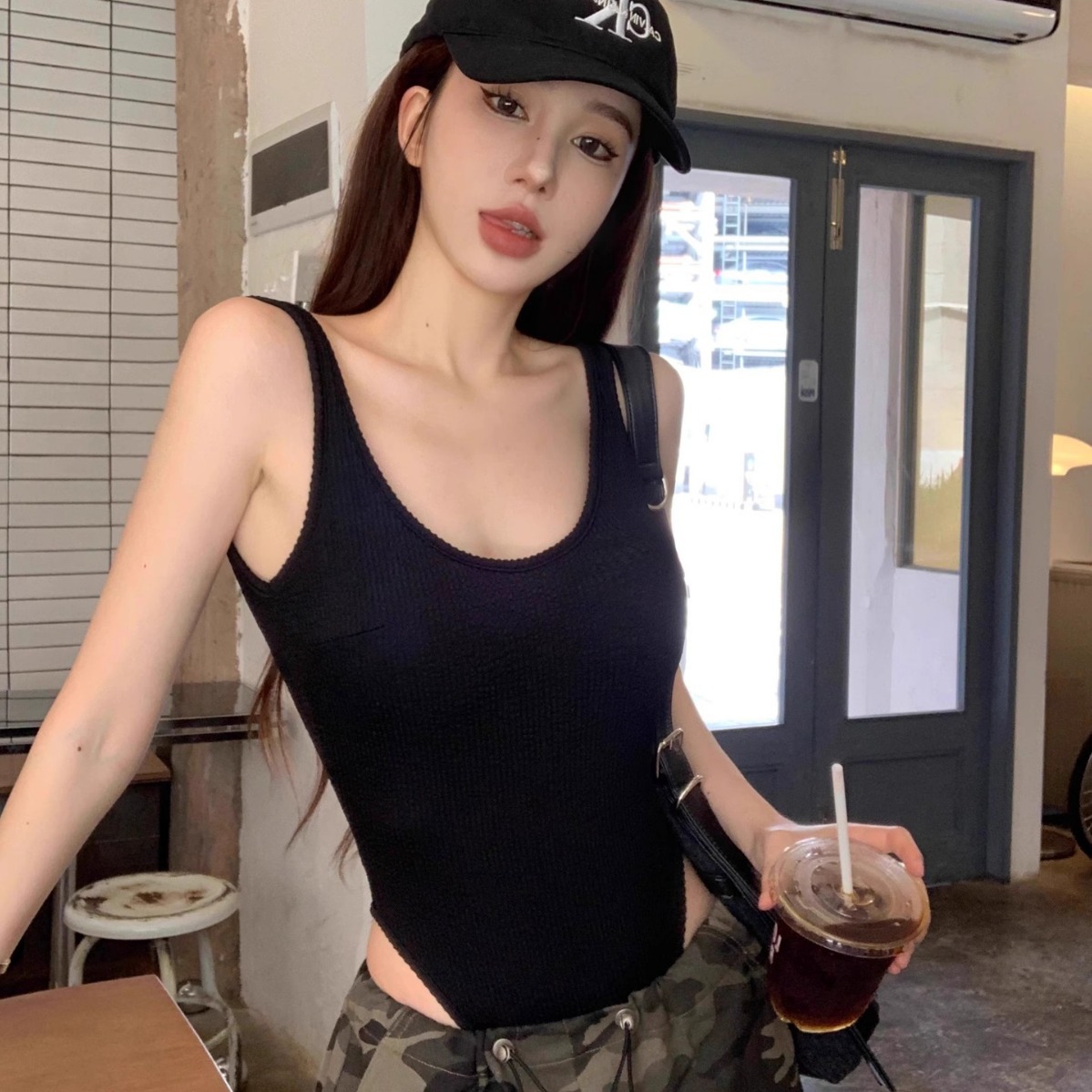 Siyah Strappy Bodysuit Seksi B - Suspender Tank Top incelemesi ve fiyatı